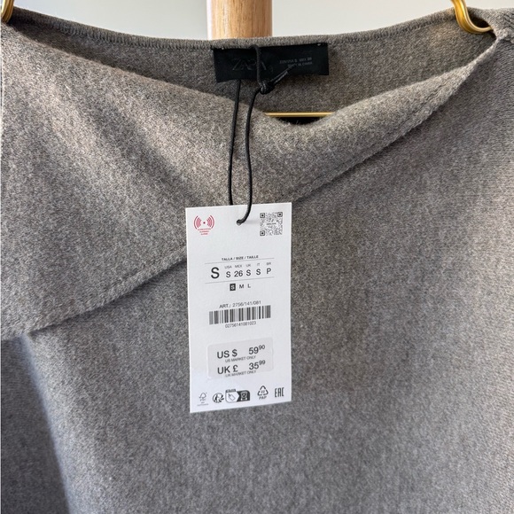 Zara LAPEL COLLAR KNIT JUMPER - Picture 4 of 5